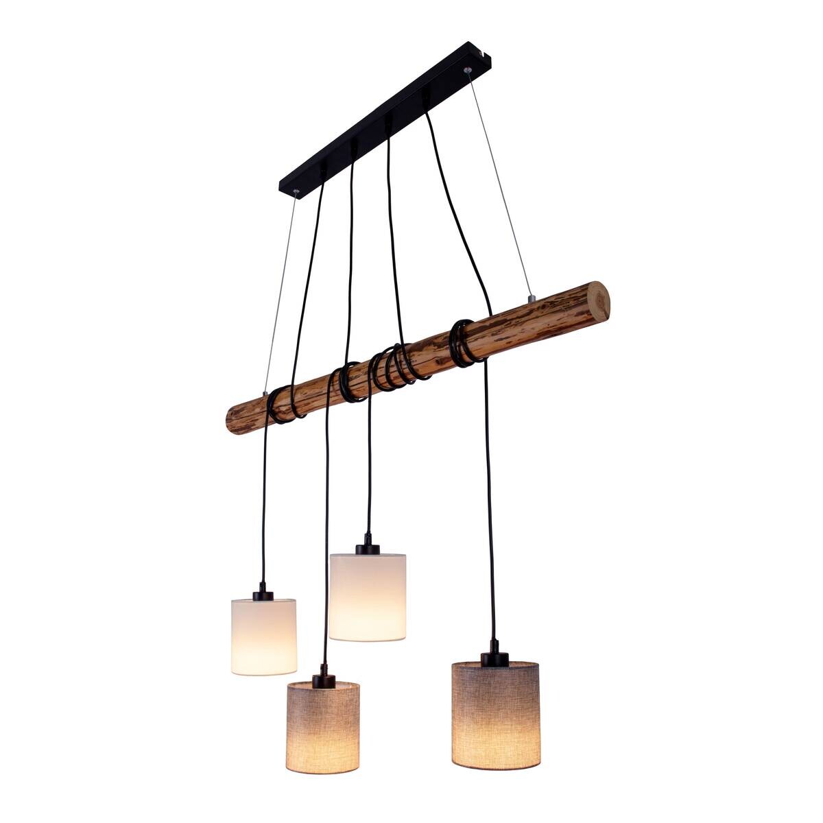 Näve Leuchten Pendelleuchte NV7094214 natur Textil Metall B/H/T: ca. 13x150x100 cm E27 4 Brennstellen