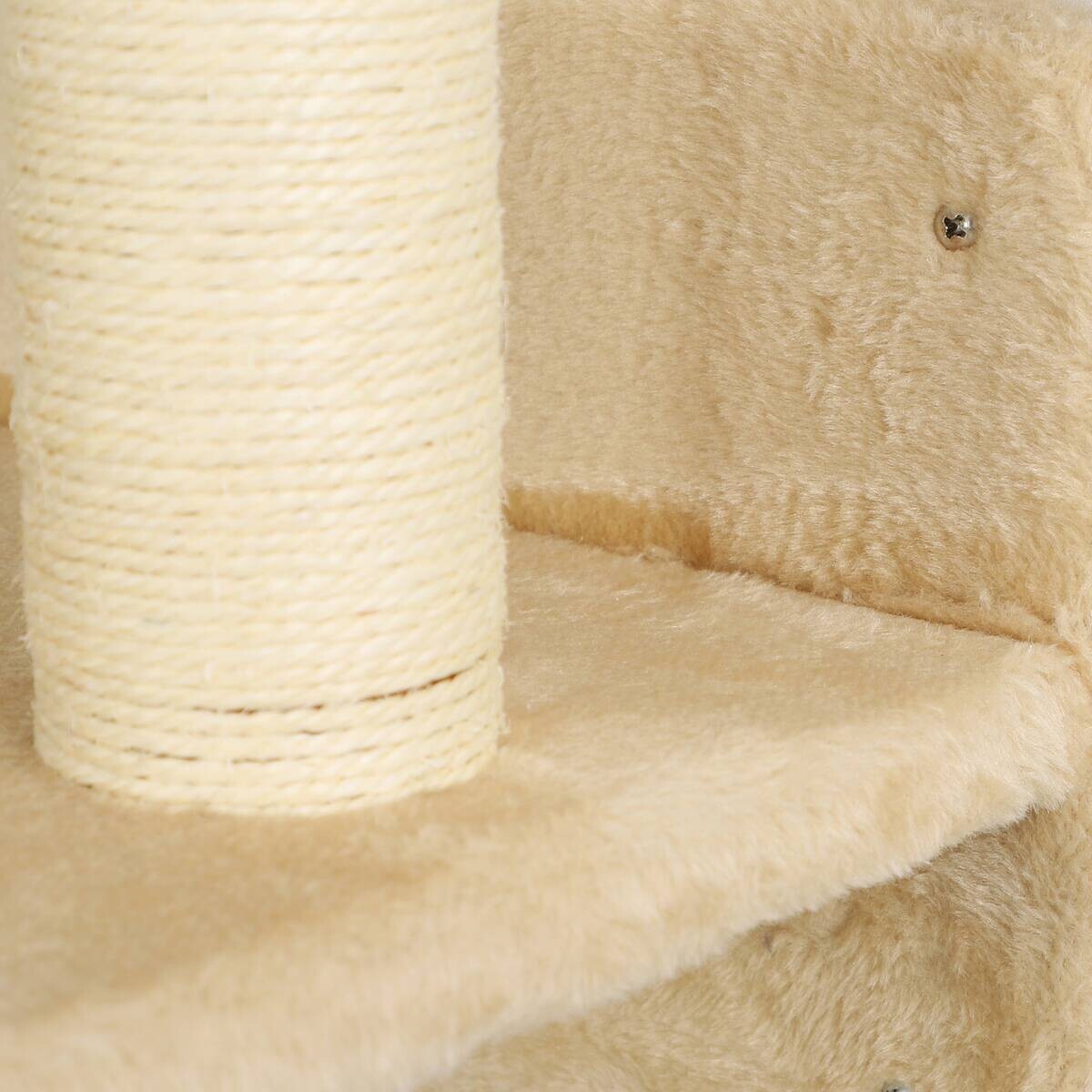 PawHut Katzen Kletterwand Set beige Plüsch B/H/L: ca. 56x73x110 cm