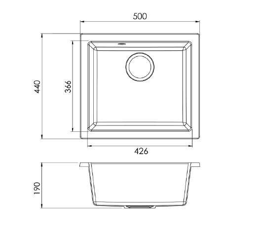 Respekta Einbauspüle Ohio 50 x 44 B sandbeige Mineralite B/H/T: ca. 44x19x50 cm