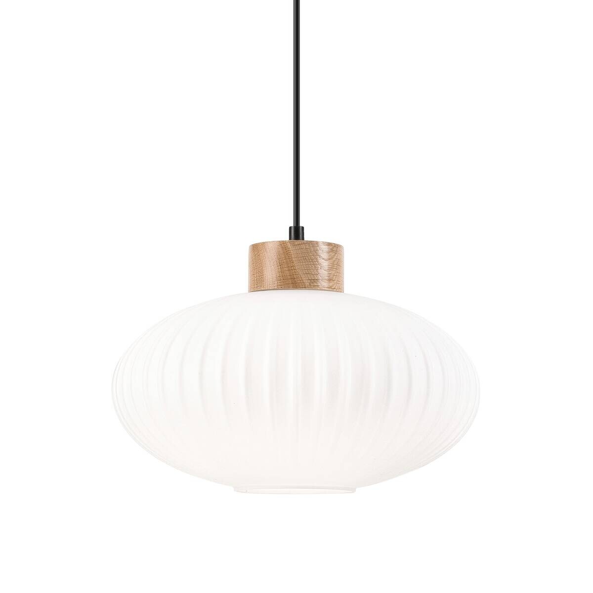 Lamkur Hängeleuchte Harmony Eiche weiß Glas Holz B/H/L: ca. 30x102x30 cm 1.0 Brennstellen