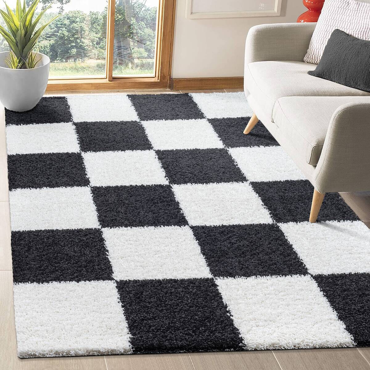 Sanat Hochflorteppich MILANO schwarz B/L: ca. 80x200 cm