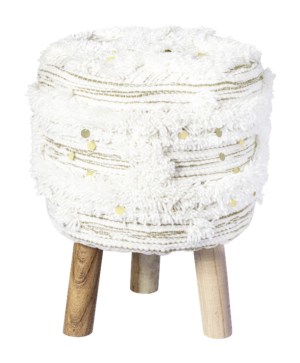 360 Living Hocker Bohist 400 creme khaki Baumwolle Baumwolle Holz H/D: ca. 50x38 cm