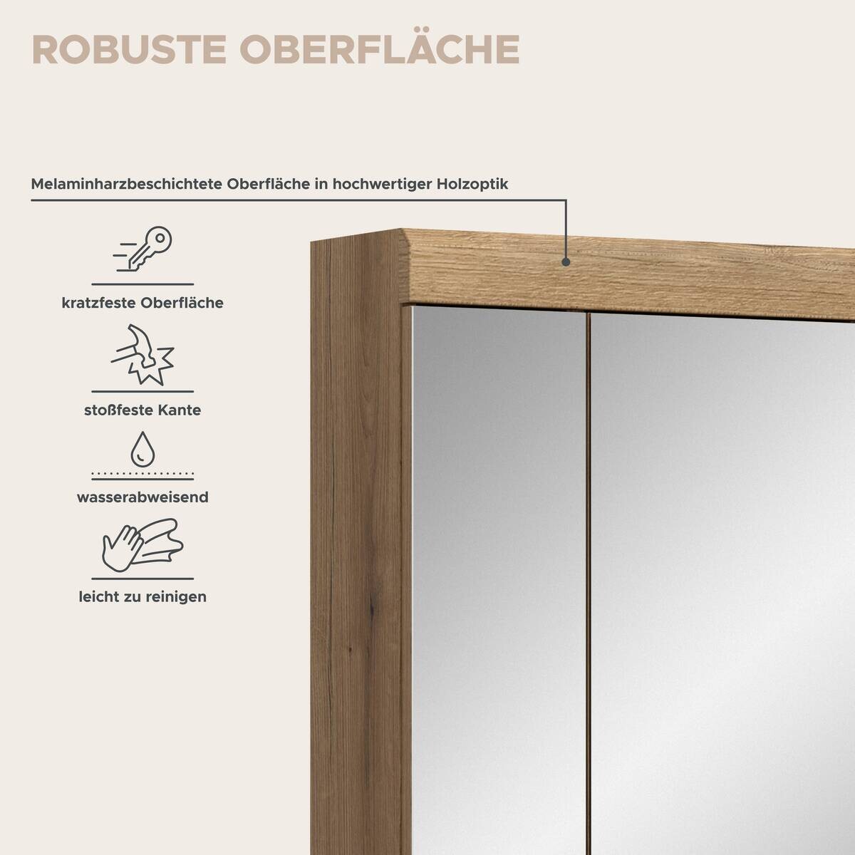 Spiegelschrank Scout Evoke Oak Nachbildung Spiegel B/H/T: ca. 60x79x18 cm
