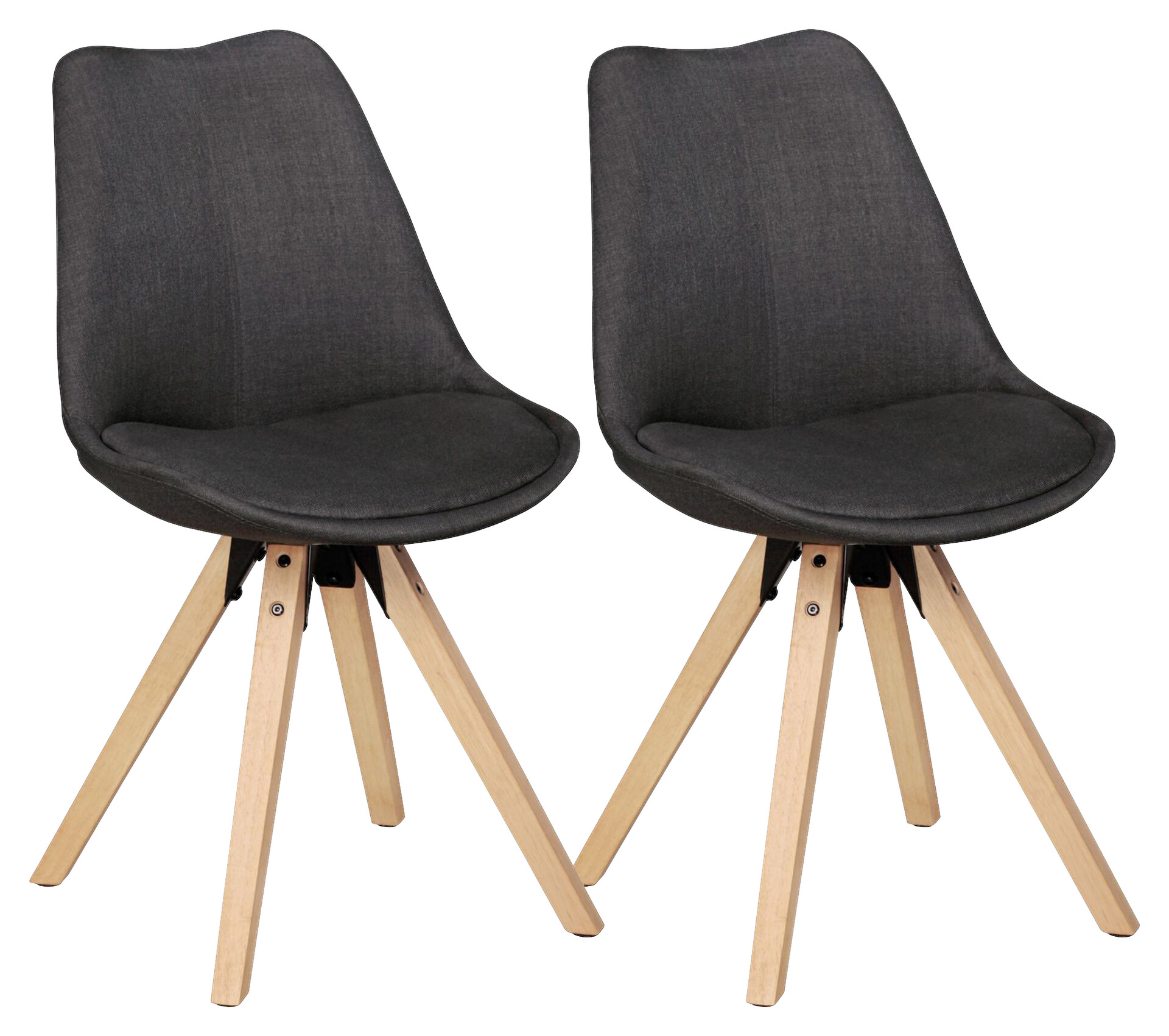 Stuhl 2er-Set grau natur Stoff Echtholz B/H/T: ca. 49x87x52 cm