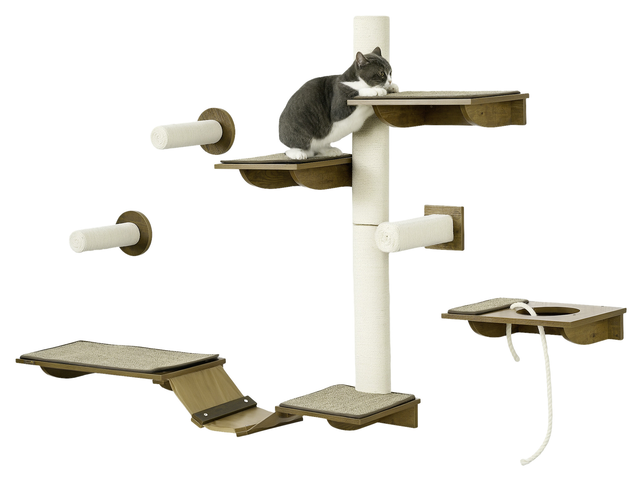 PawHut Katzenregal-Set braun Sisal B/H/L: ca. 29x8,5x136 cm