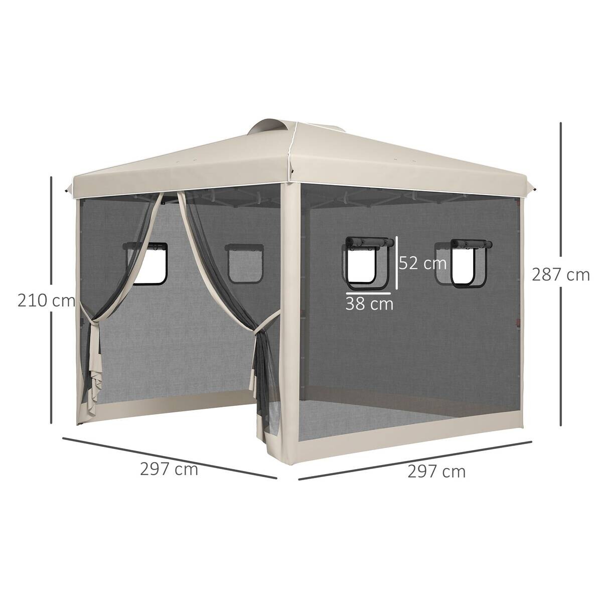 Outsunny Pavillon beige Polypropylen B/H/L: ca. 297x297x287 cm