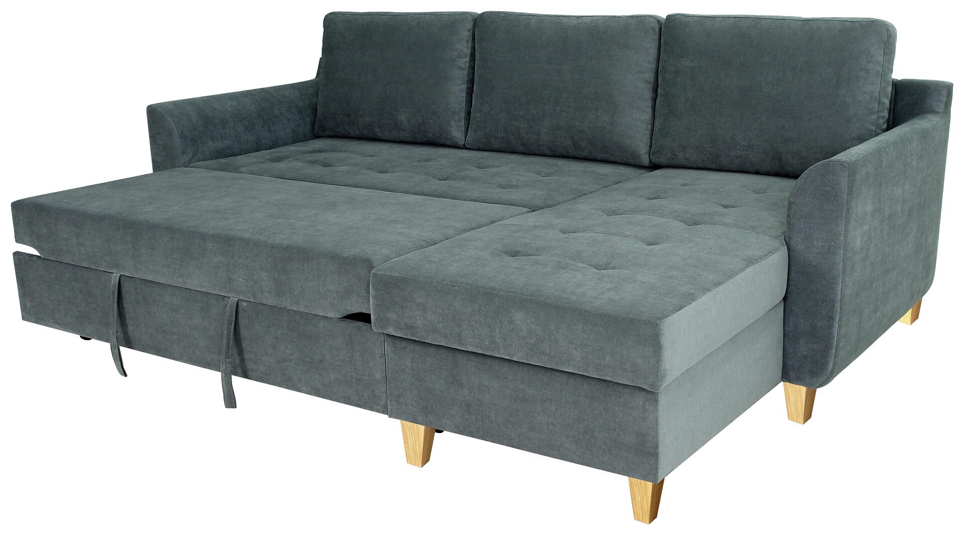 Ecksofa mit Bettfunktion und Bettkasten azur Microfaser B/H/T: ca. 231x86x150 cm