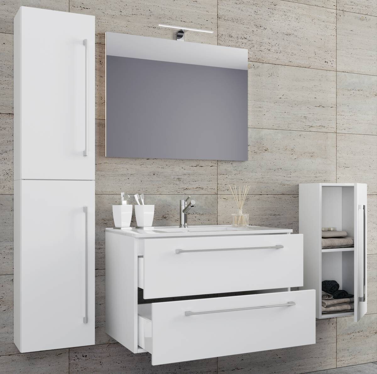 Waschplatz 5tlg-Badinos weiß B/H/T: ca. 60x50x46 cm