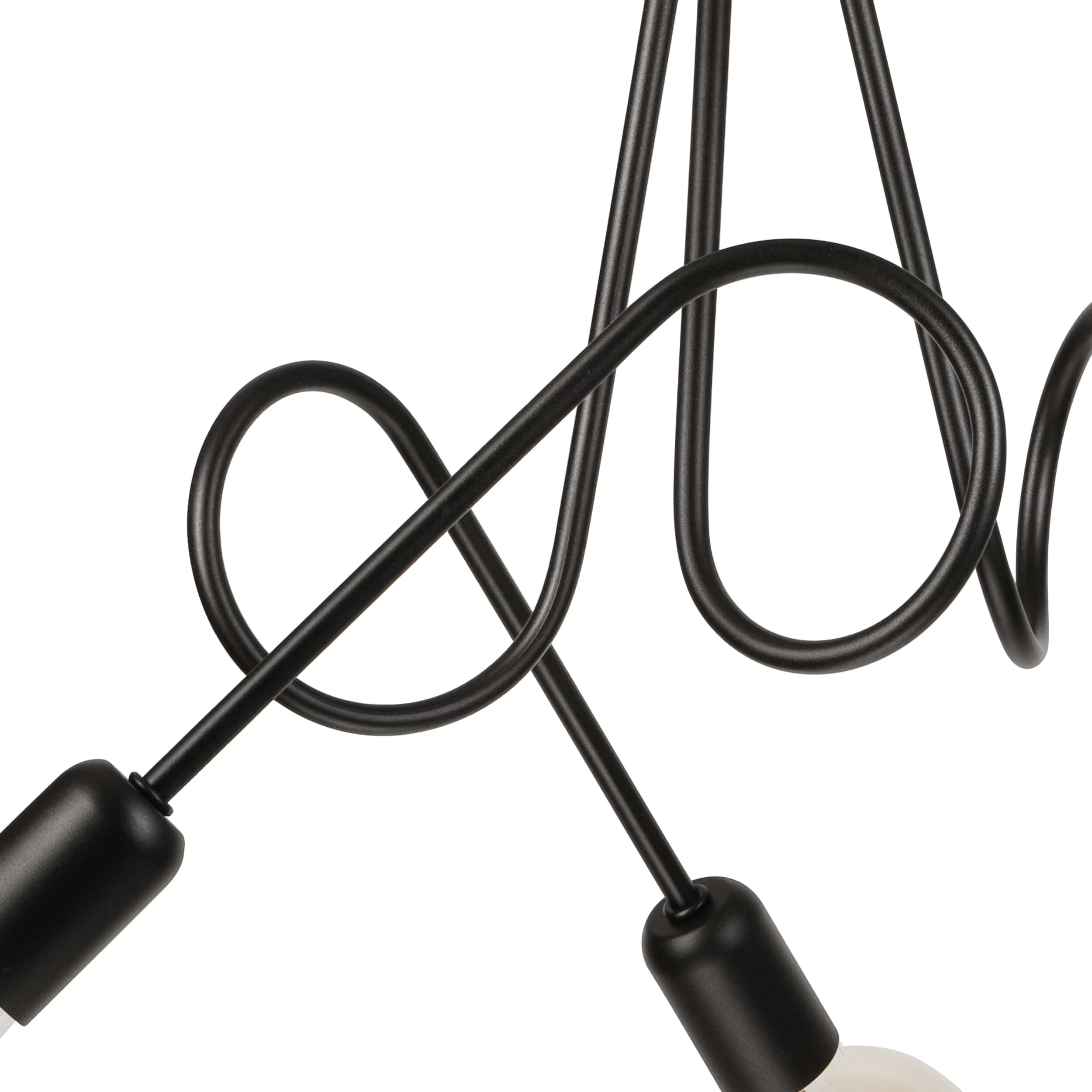 Lamkur Kronleuchter schwarz Stahl B/H/L: ca. 39x54x54 cm E27 3 Brennstellen