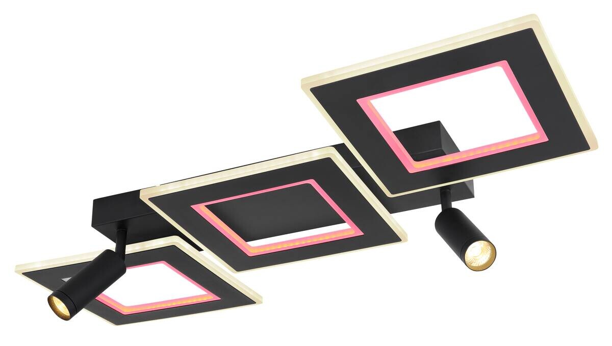 GLOBO Deckenleuchte schwarz Opal Metall Acryl B/H/L: ca. 56x11,5x82 cm 2 Brennstellen