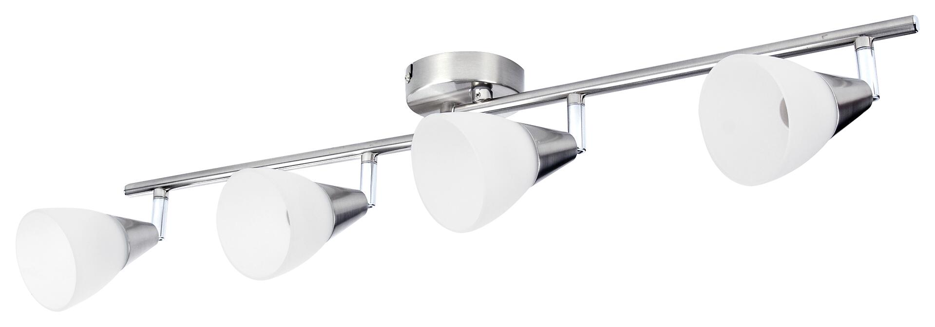 POCOline Spotbalken Tadea nickel matt weiß Metall Glas B/H/L: ca. 9x20x70 cm E14 4 Brennstellen