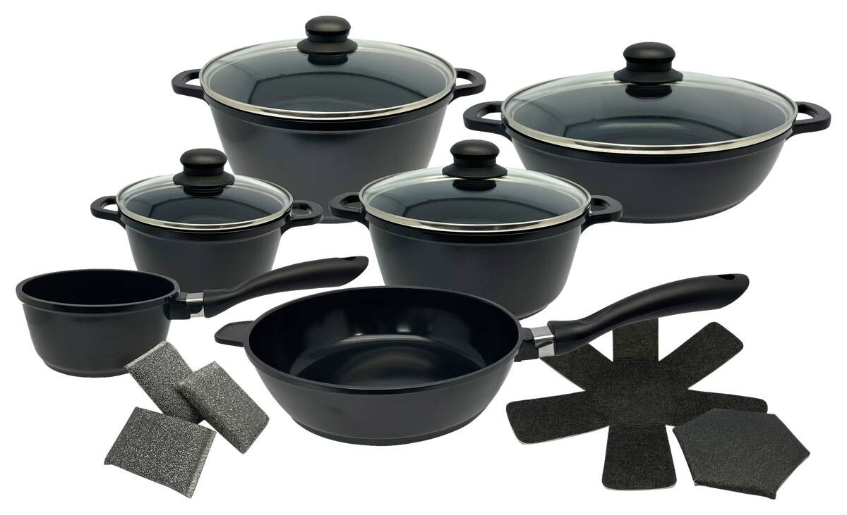 POCOline Topfset schwarz Aluguss 15 tlg.