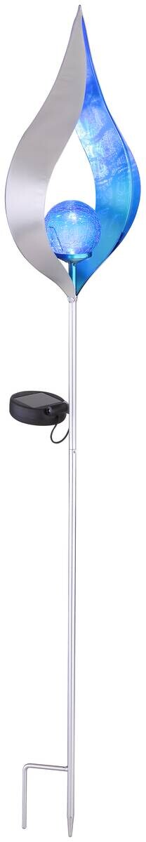 Solarleuchte 33467B silber blau Metall Glas H: ca. 90 cm