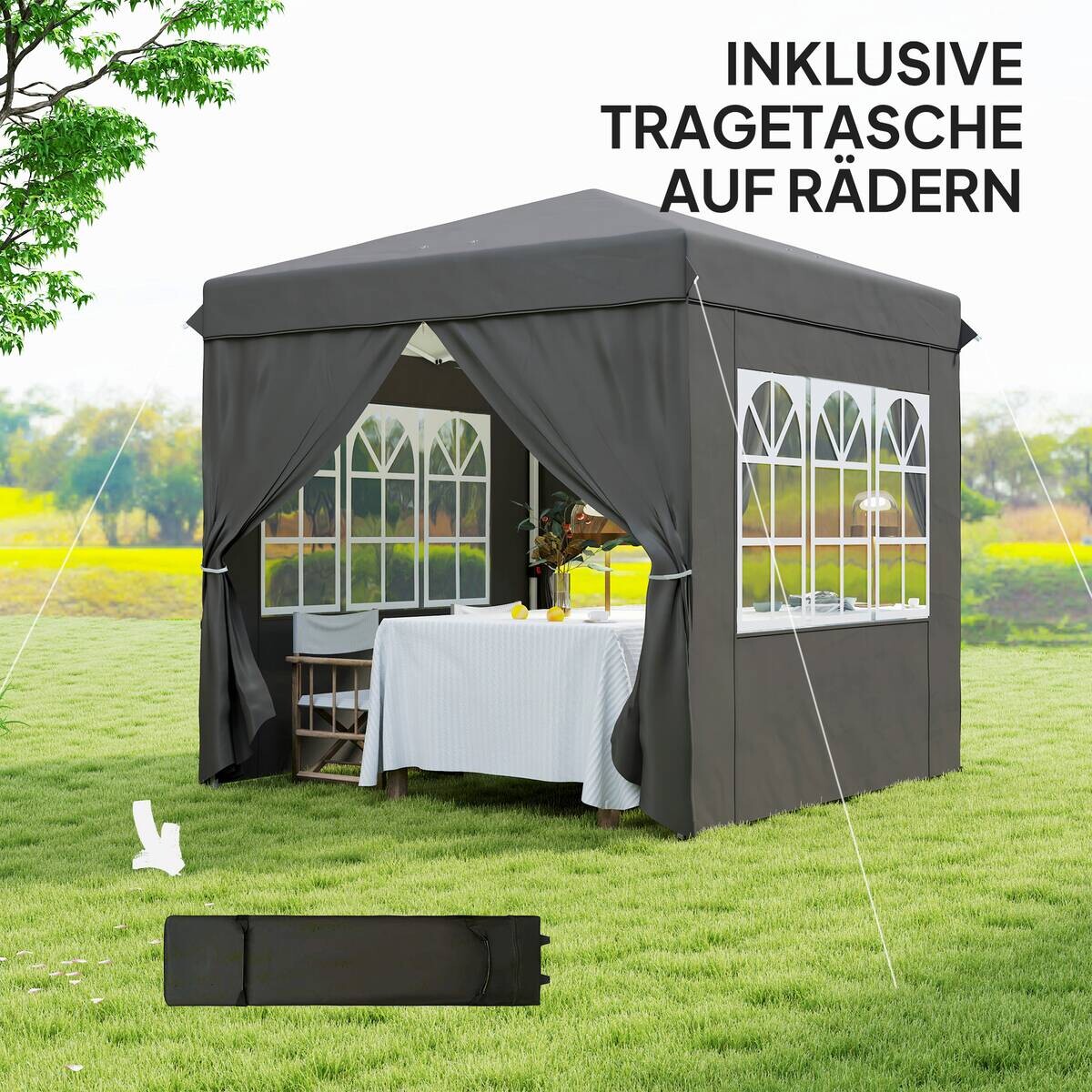 Outsunny Pavillon dunkelgrau Metall B/H/L: ca. 250x268x250 cm