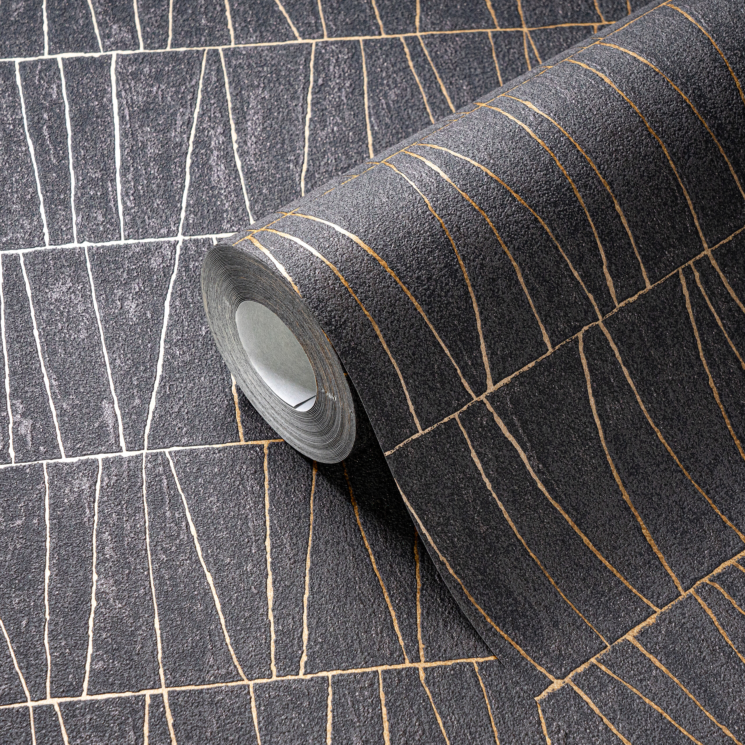 A.S.Creation Vliestapete gold schwarz anthrazit B/H/D: ca. 53x1005x8,4 cm