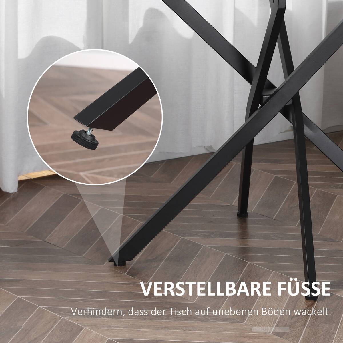 Beistelltisch 839-079 schwarz Glas Stahl B/H/T: ca. 80x75x80 cm