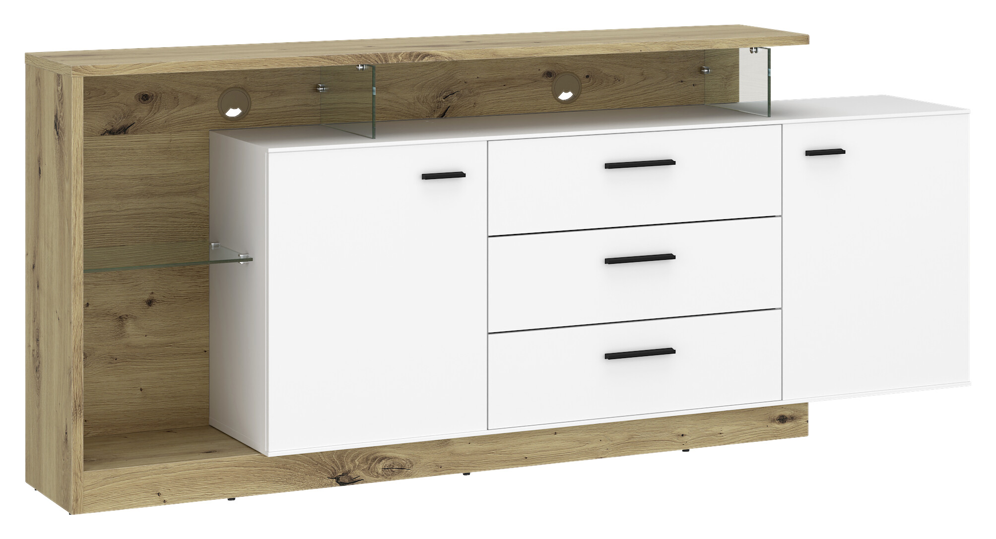 Sideboard Covelo Eiche Artisan Oak Nachbildung weiß B/H/T: ca. 192x85x40 cm Sideboard Covelo Eiche Artisan Oak Nachbildung weiß B/H/T: ca. 192x85x40 cm