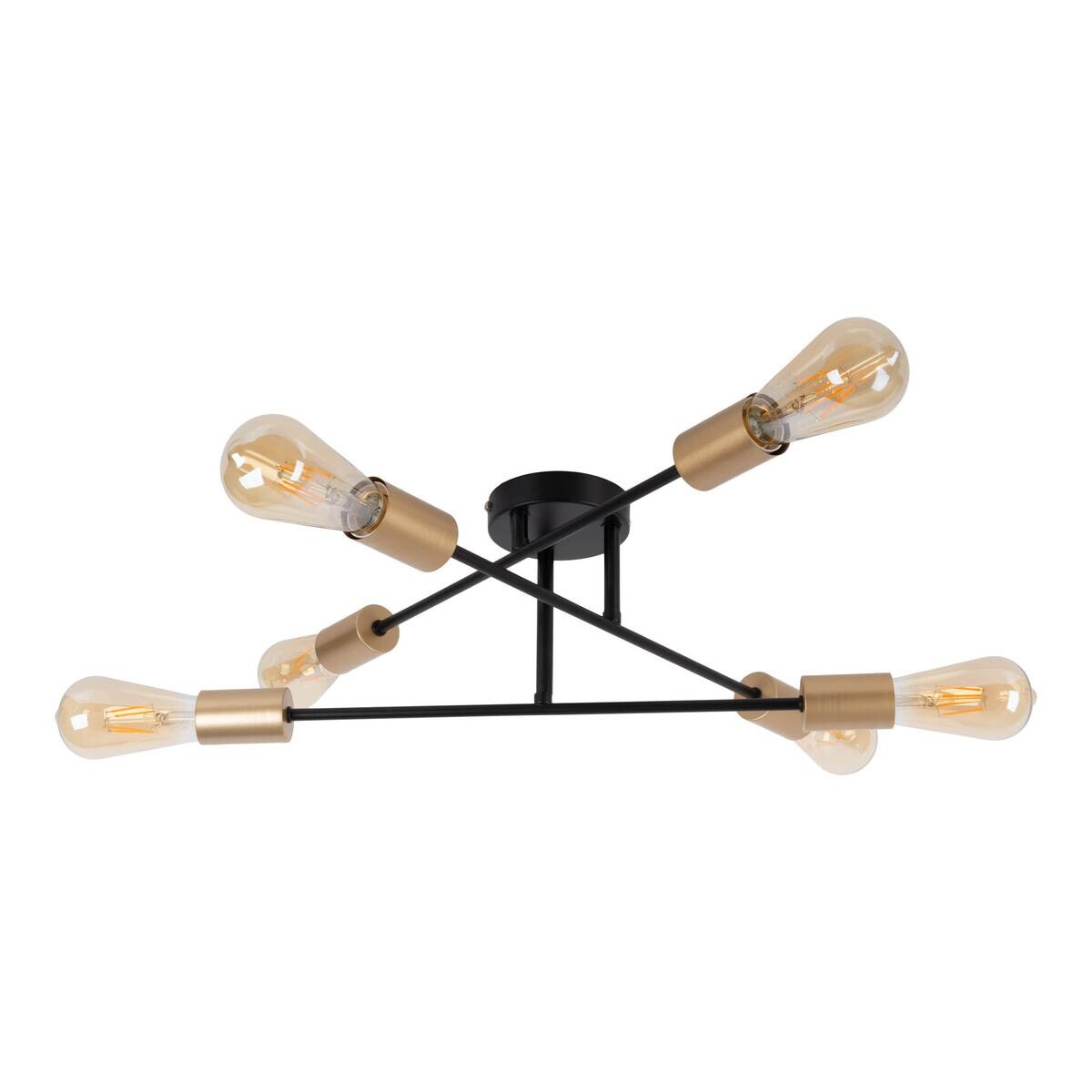 Näve Leuchten Deckenleuchte 1365722 schwarz Metall B/H/T: ca. 54,5x17,5x54,5 cm E27 6 Brennstellen