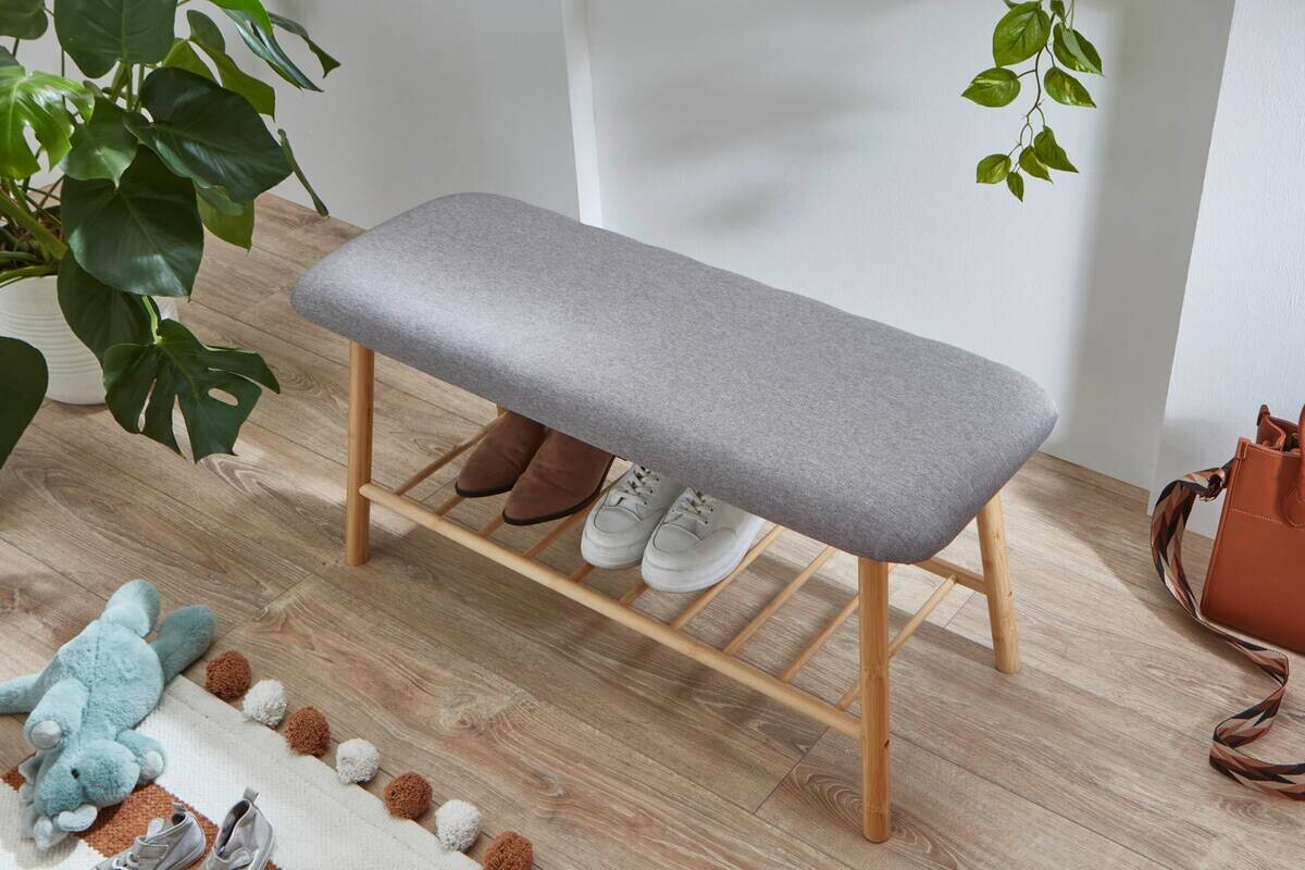 Sitzbank natur grau B/H/T: ca. 90x45x34 cm