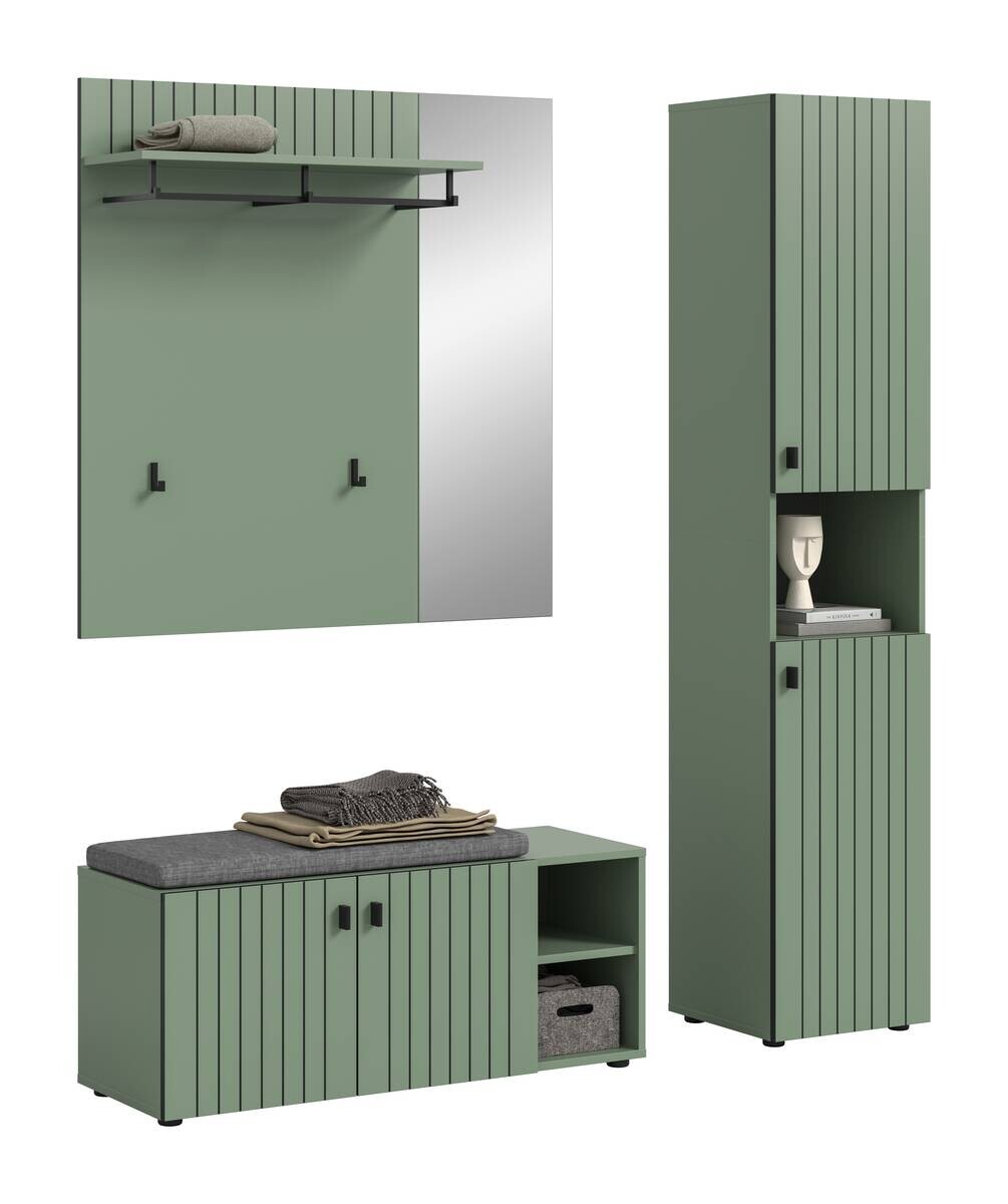 Garderobenset STATION grün B/H/T: ca. 161x192x37 cm