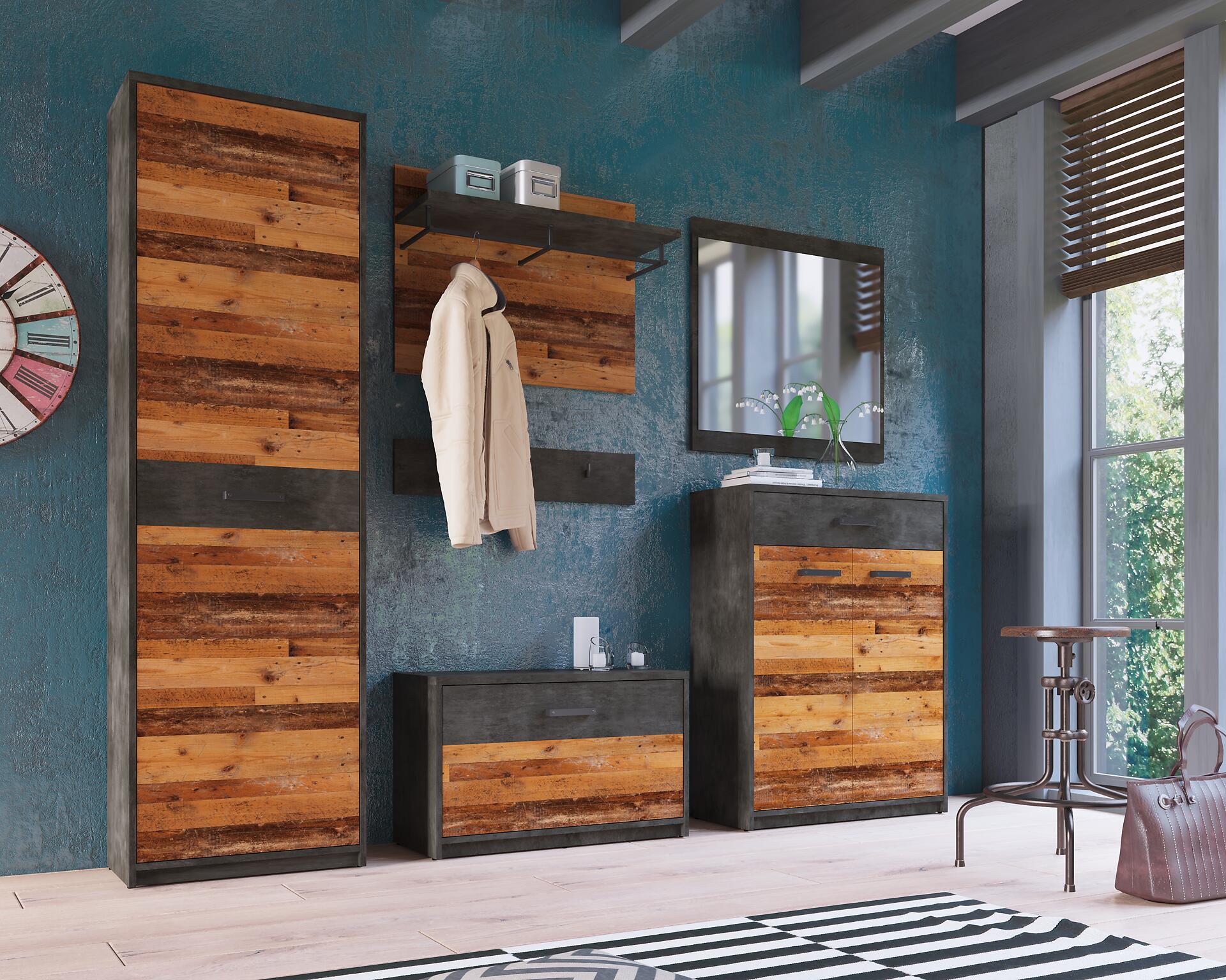 Schuhkommode Perugia Old Wood Nachbildung Fresko Nachbildung B/H/T: ca. 80x106x34 cm