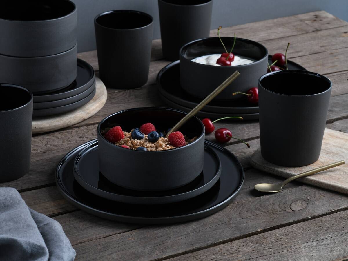 CreaTable Kombiservice Futuro schwarz Steinzeug 16 tlg.