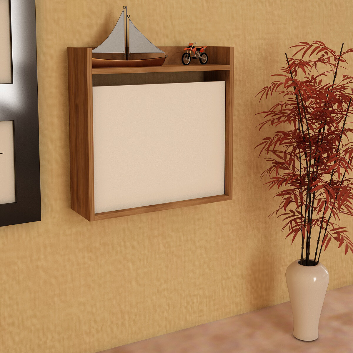 Schreibtisch Laptop weiß walnuss Nachbildung B/H/T: ca. 60x60x20 cm