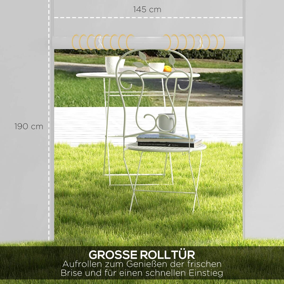 Outsunny Pavillon-Seitenwände weiß Polyester H/L: ca. 195x295 cm