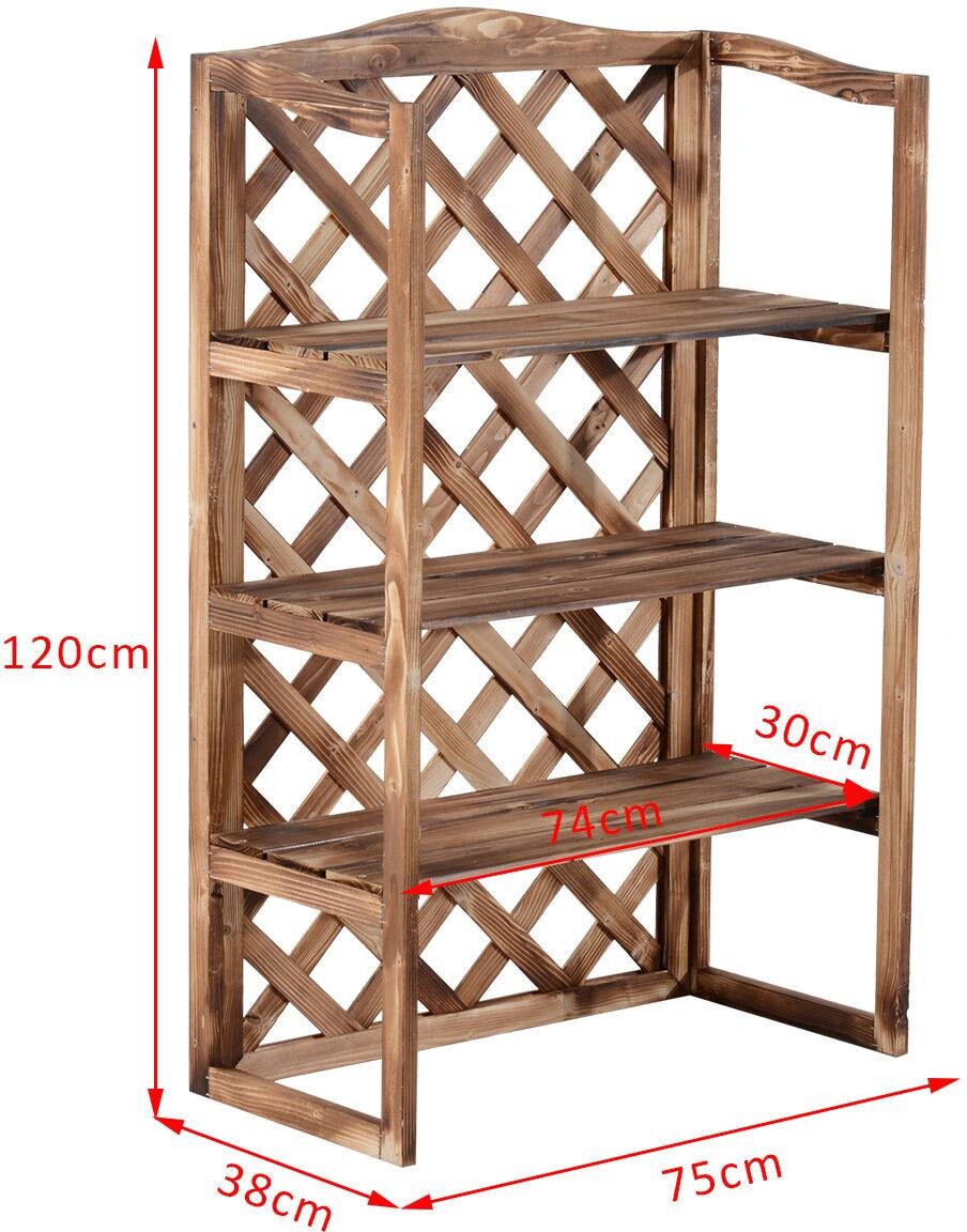 Outsunny Pflanzentreppe natur Holz B/H/L: ca. 38x120x75 cm