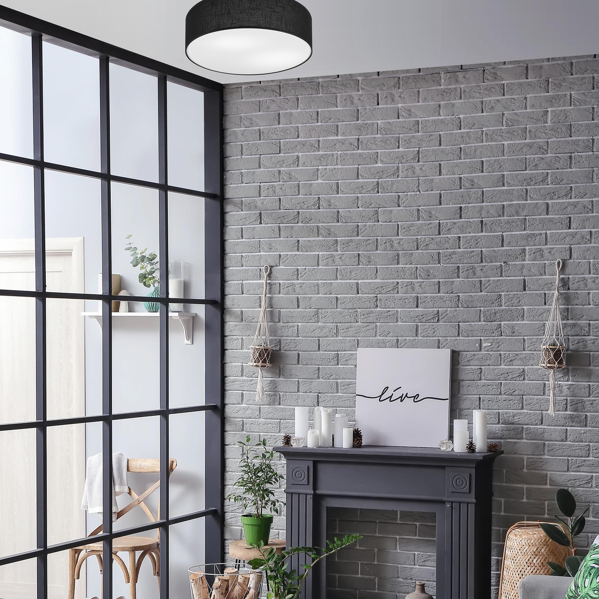 Lamkur Deckenleuchte VIVIAN 48536 schwarz PVC Textil Kunststoff H/L: ca. 13x45 cm E27 2 Brennstellen