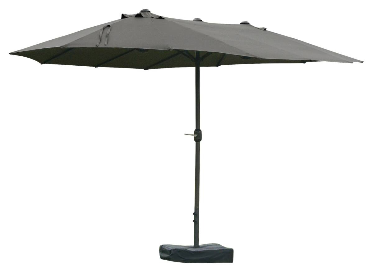 Outsunny Doppel-Sonnenschirm mit Handkurbel dunkelgrau Stahl B/H/L: ca. 270x240x460 cm