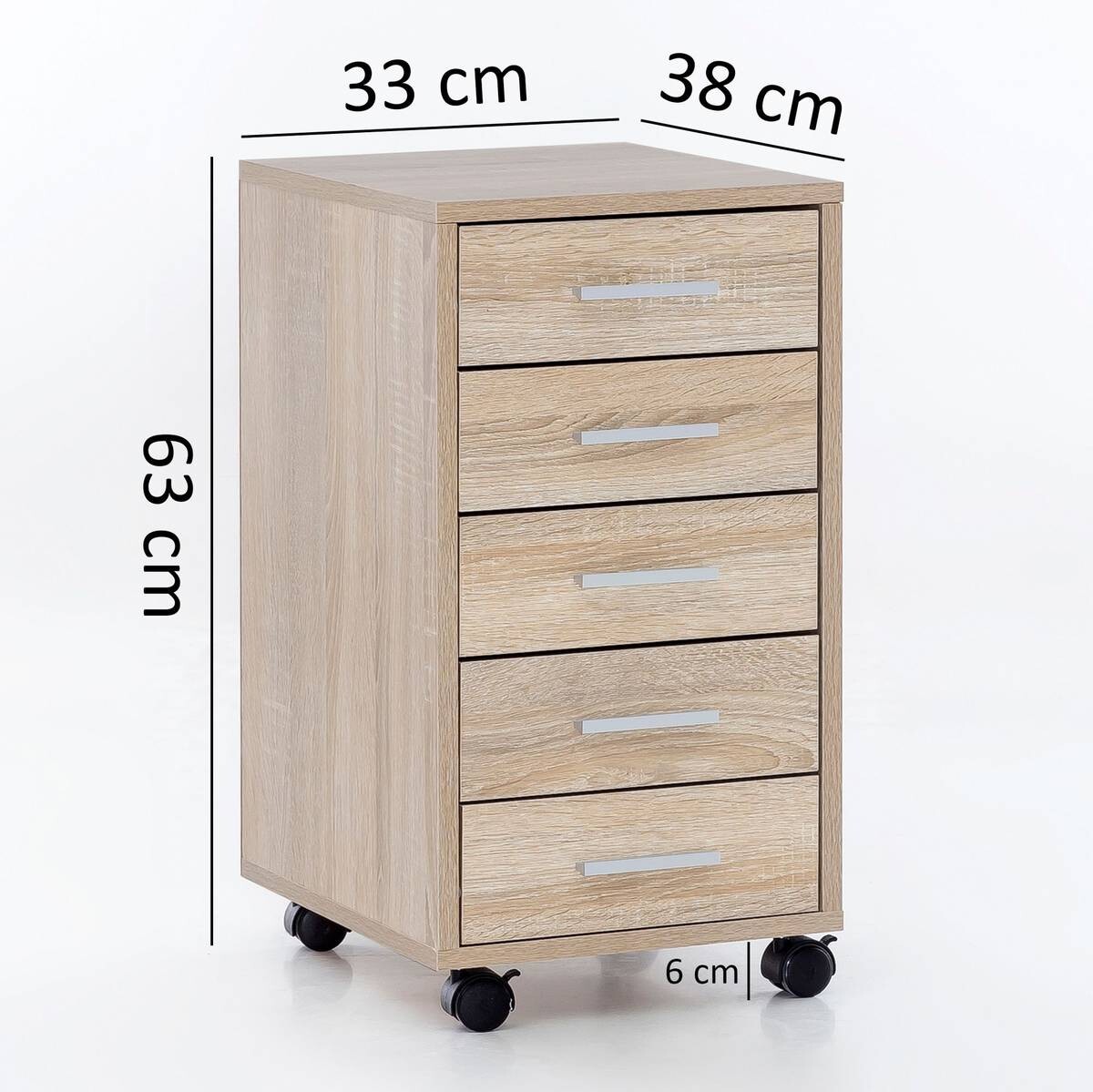 Rollcontainer braun Spanplatte B/H/T: ca. 33x63x63 cm