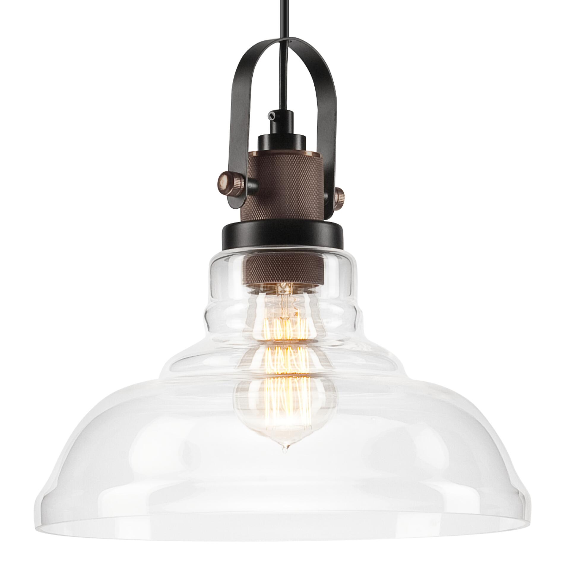 Lamkur Pendelleuchte MATTEO 41537 Kupfer Stahl Glas H/L: ca. 112x28 cm E27 1 Brennstellen