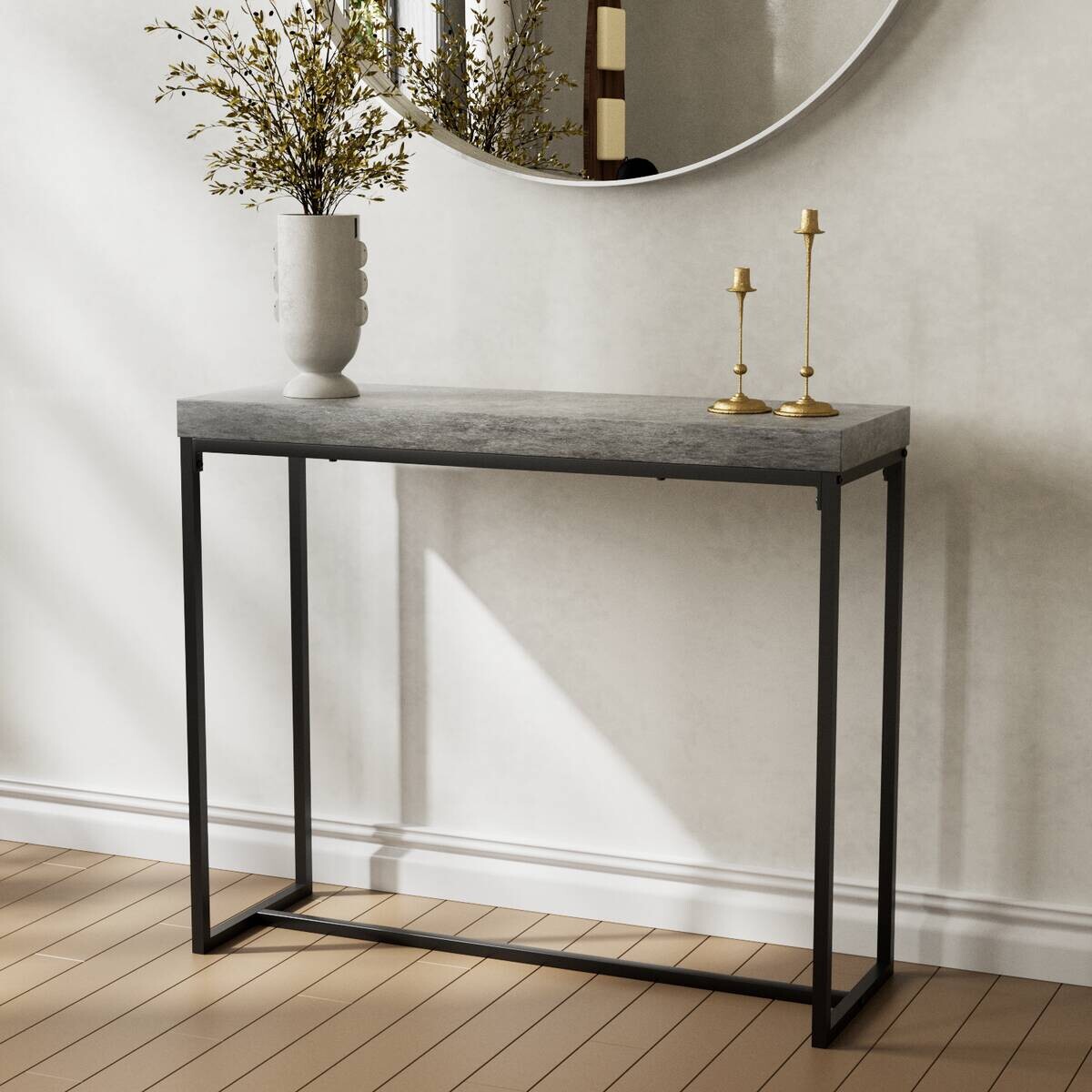 Konsole Birte dunkelgrau Beton Optik schwarz B/H/T: ca. 90x75x30 cm