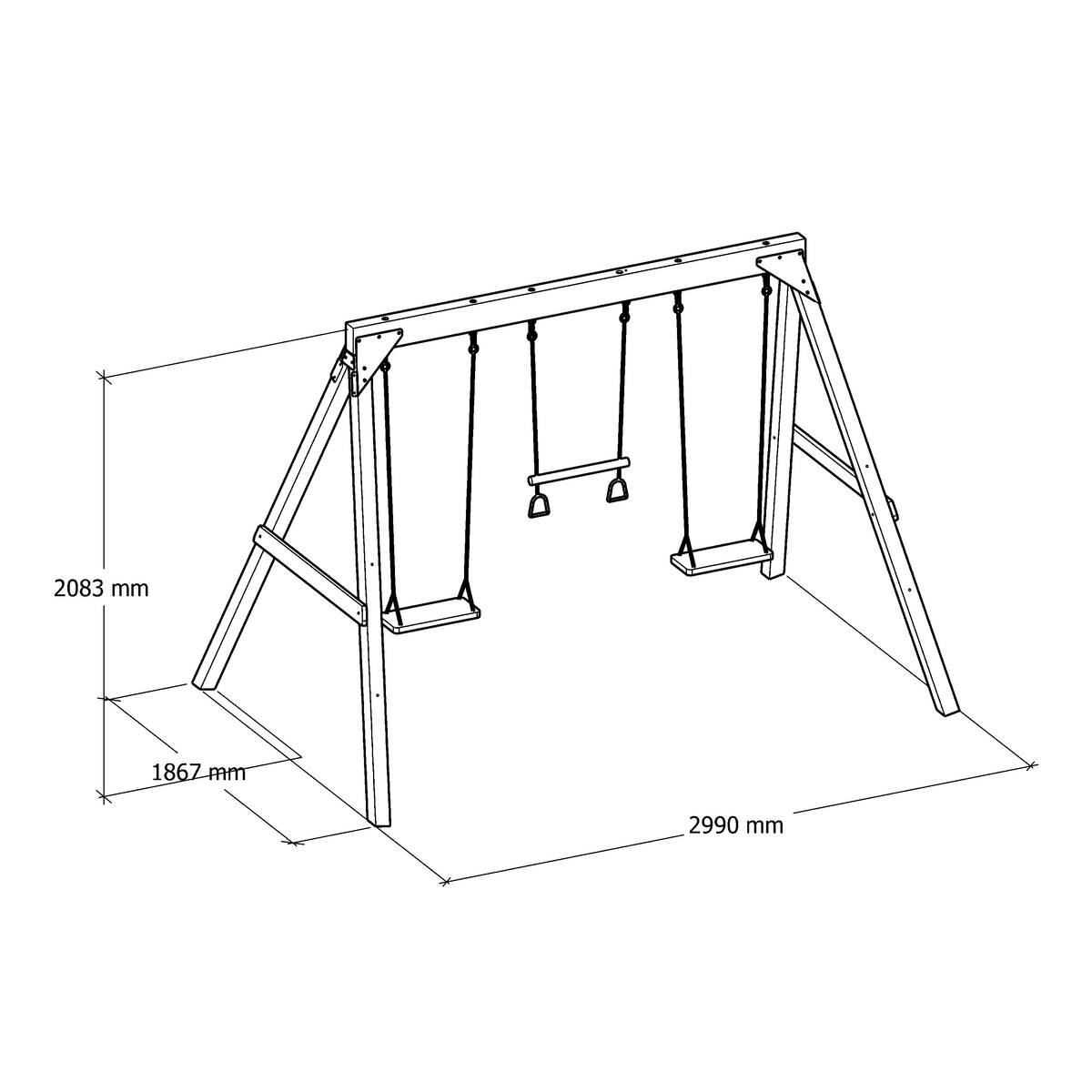 AXI Doppelschaukel Maya blau B/H/L: ca. 186x208x299 cm