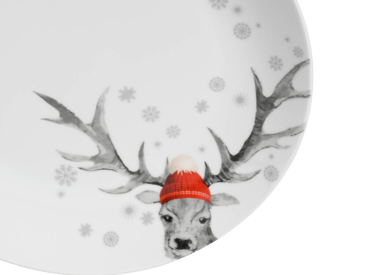 CreaTable Frühstückservice Hirsch weiß Porzellan 18 tlg.