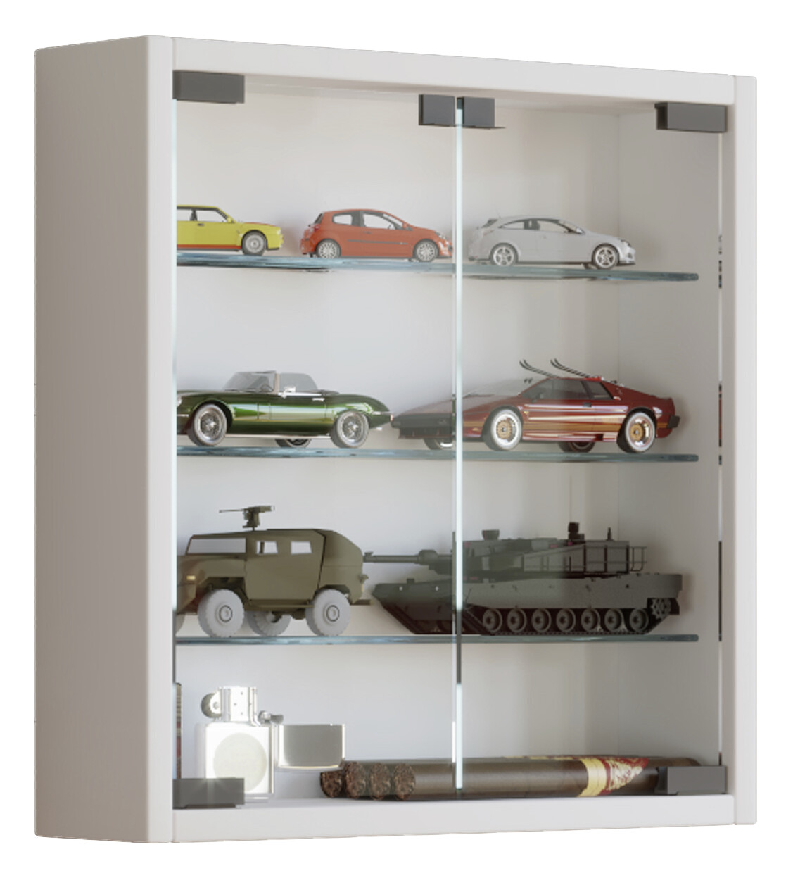 Vitrine Mandosa S weiß Holzwerkstoff Glas B/H/T: ca. 40x40x10 cm