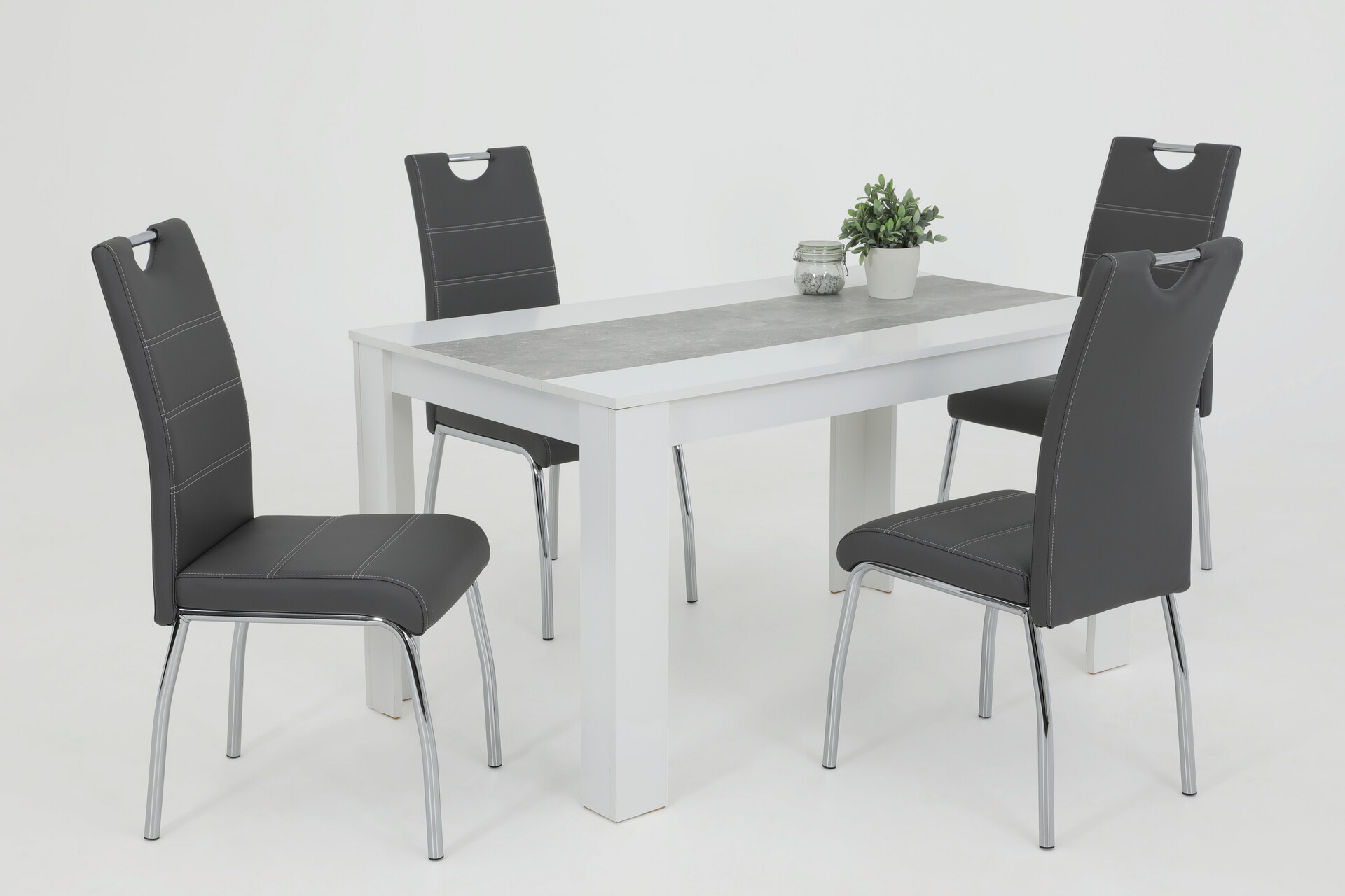 Stuhl Susi 2er Set grau Kunstleder B/H/T: ca. 44x98x61 cm