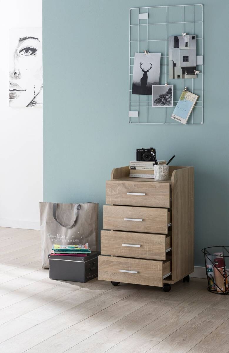 Rollcontainer braun Spanplatte B/H/T: ca. 40x70,5x33 cm