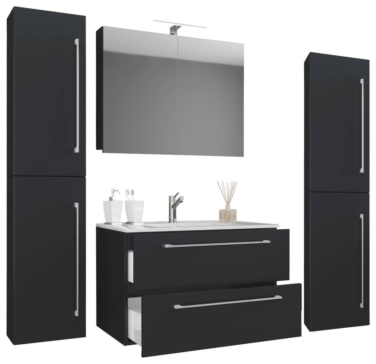 Waschplatz 5tlg-Badinos schwarz B/H/T: ca. 60x50x46 cm