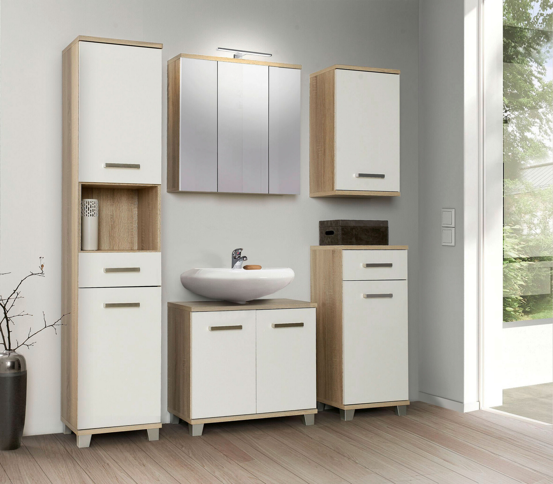 Spiegelschrank  Eiche Sonoma Nachbildung B/H/T: ca. 68,6x68,1x20 cm