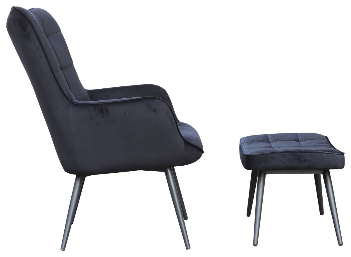 byLIVING Sessel UTA schwarz schwarz Stoff Metall B/H/T: ca. 72x97x80 cm