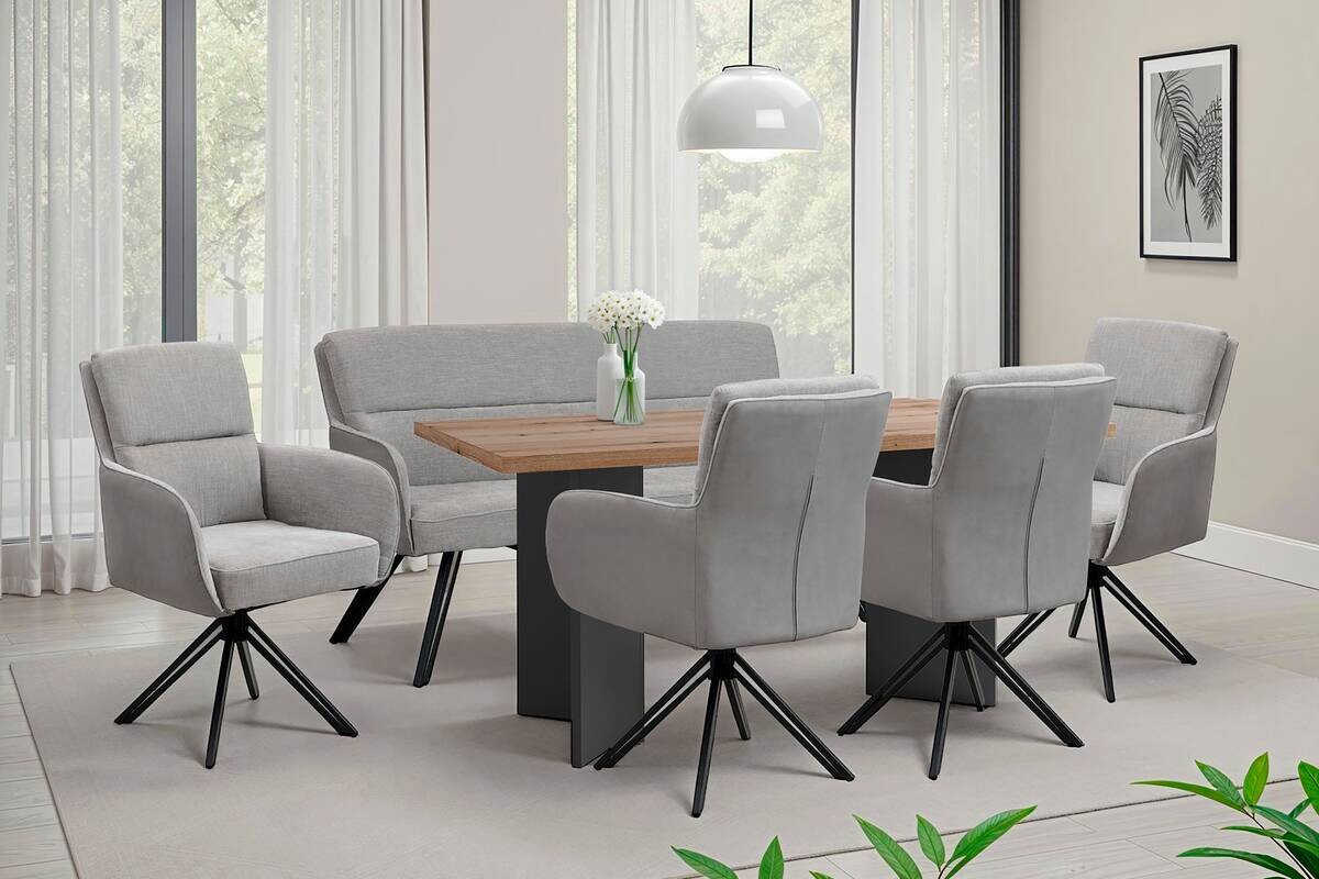 Sitzbank TINO schwarz grau Metall Microfaser B/H/T: ca. 160x94x67 cm