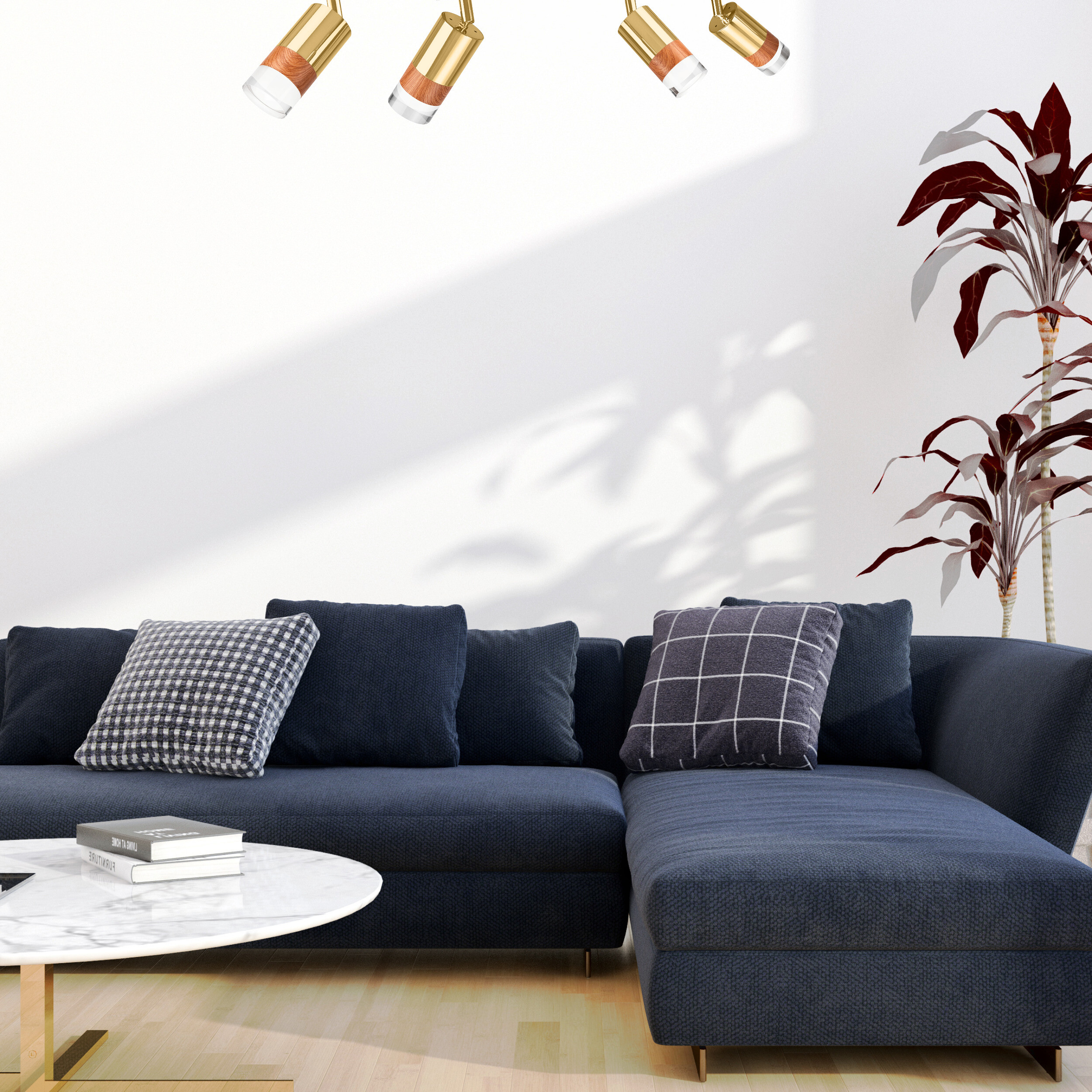 Lamkur Deckenleuchte gold Glas Stahl B/H/L: ca. 8x19x81 cm 4 Brennstellen