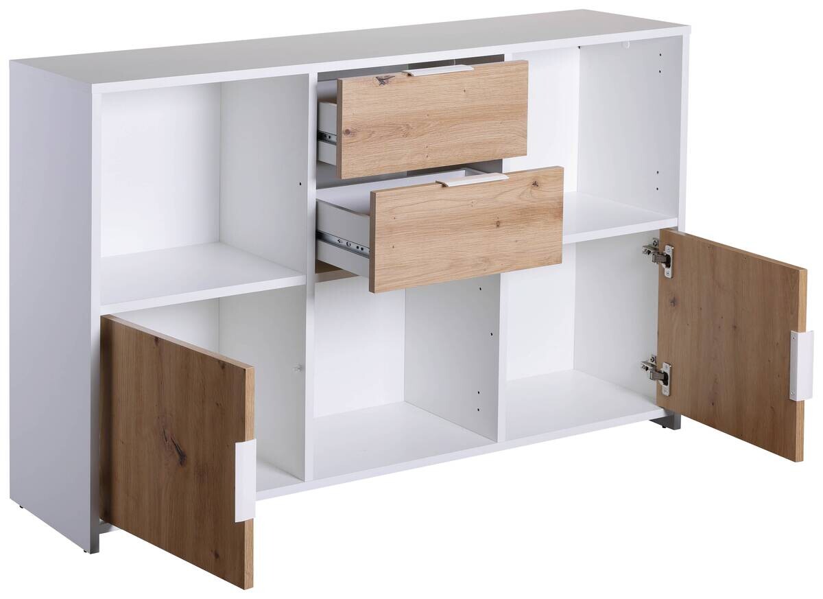 Kommode Pepeto 2T2S weiß weiß beschichtet Optik B/H/L: ca. 30x77x120 cm