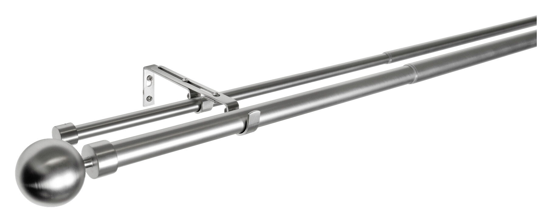 Gardinenstange Edelstahloptik Metall ausziehbar von ca. 190 bis 360 cm 2.0 Läufe