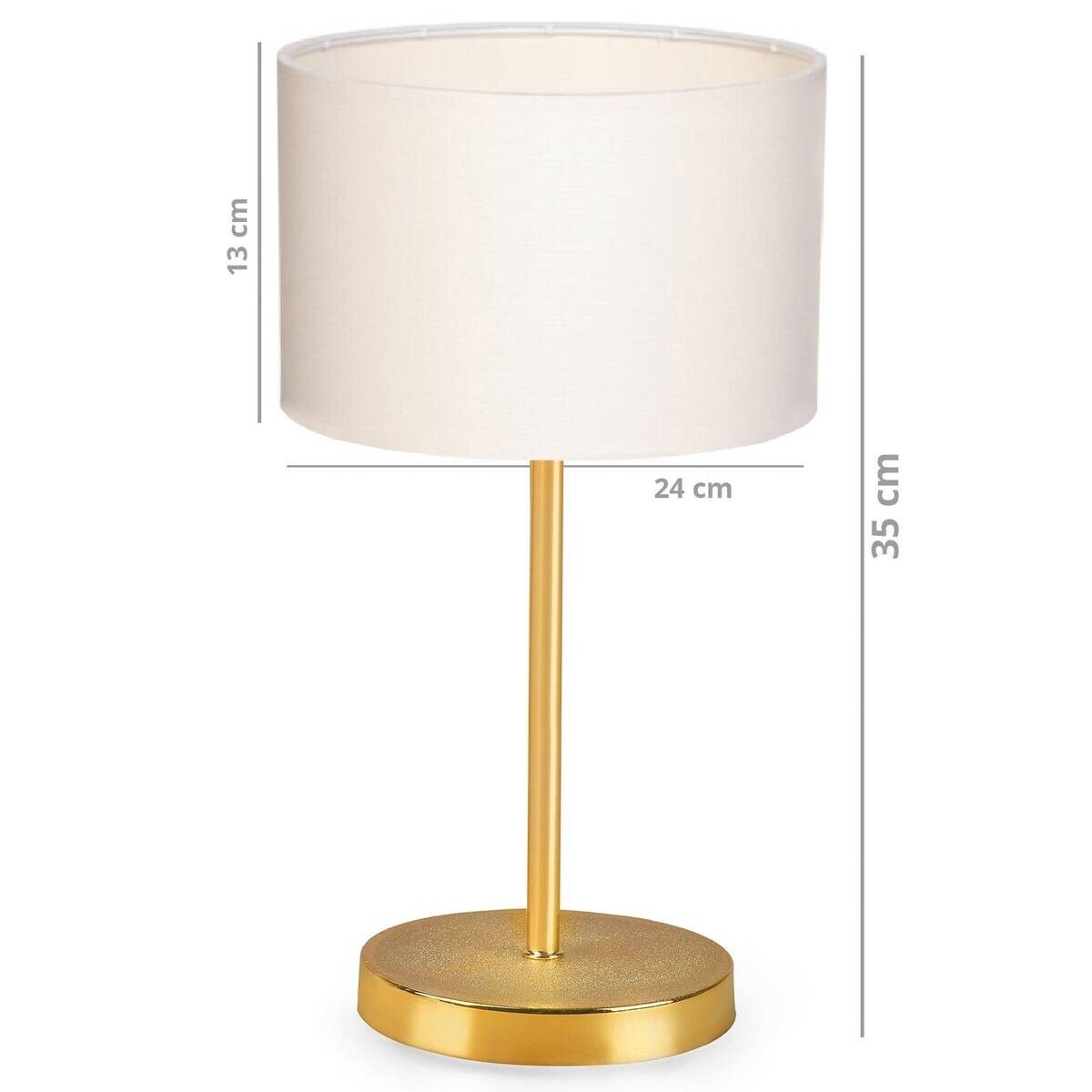 Opviq Tischleuchte gold creme Metall PVC B/H/L: ca. 13x35x13 cm E27 1 Brennstellen