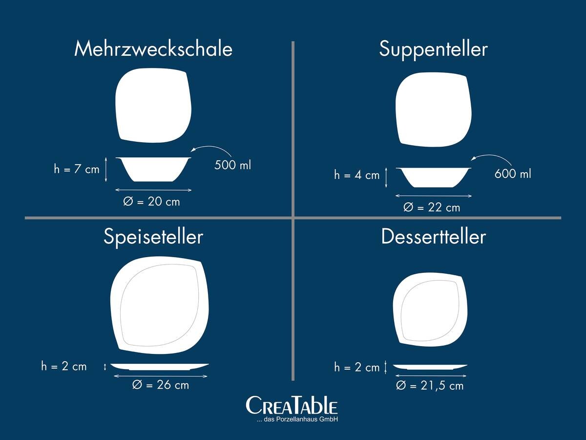 CreaTable Kombiservice Melbourne weiß Porzellan 16 tlg.