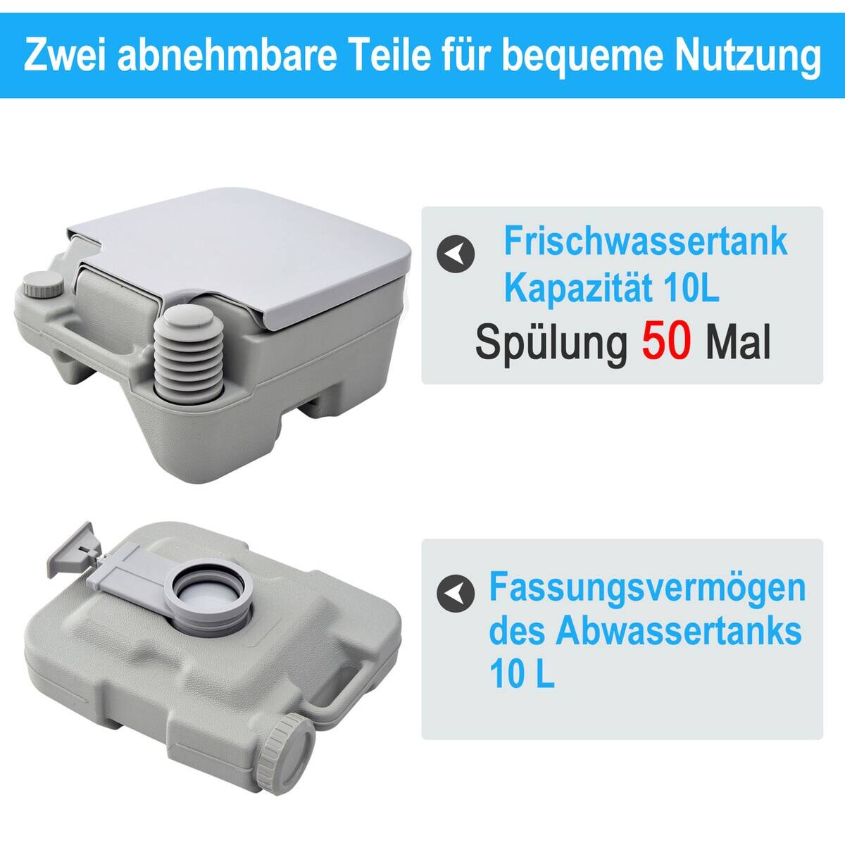 Outsunny Campingtoilette B/H/L: ca. 42x30x36 cm