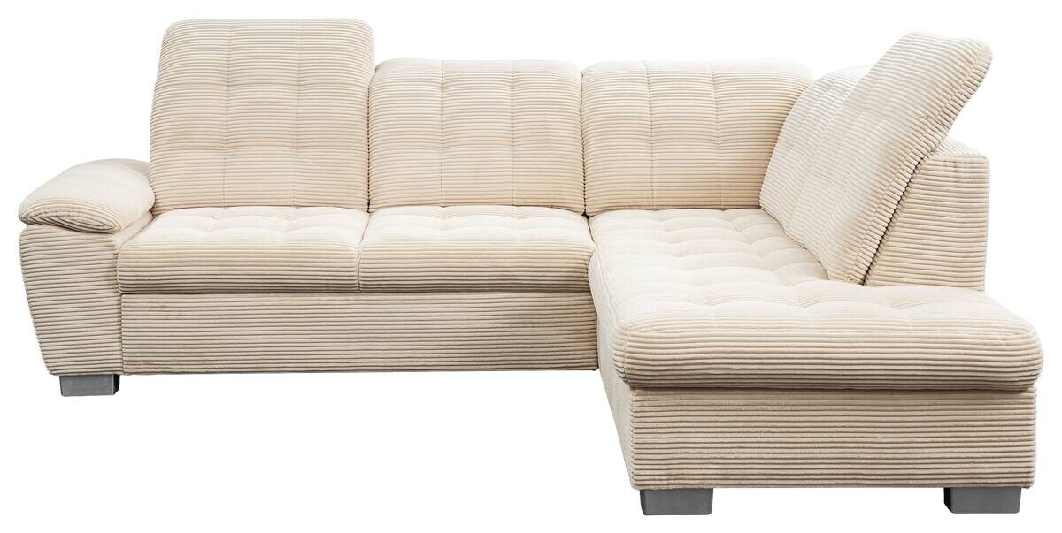 Ecksofa mit Bettfunktion und Bettkasten creme Microfaser B/T: ca. 216x260 cm